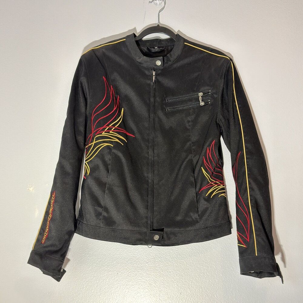 2005 Harley Davidson Women's Red & Gold Pinstripe Black-Size Med Riding Jacket
